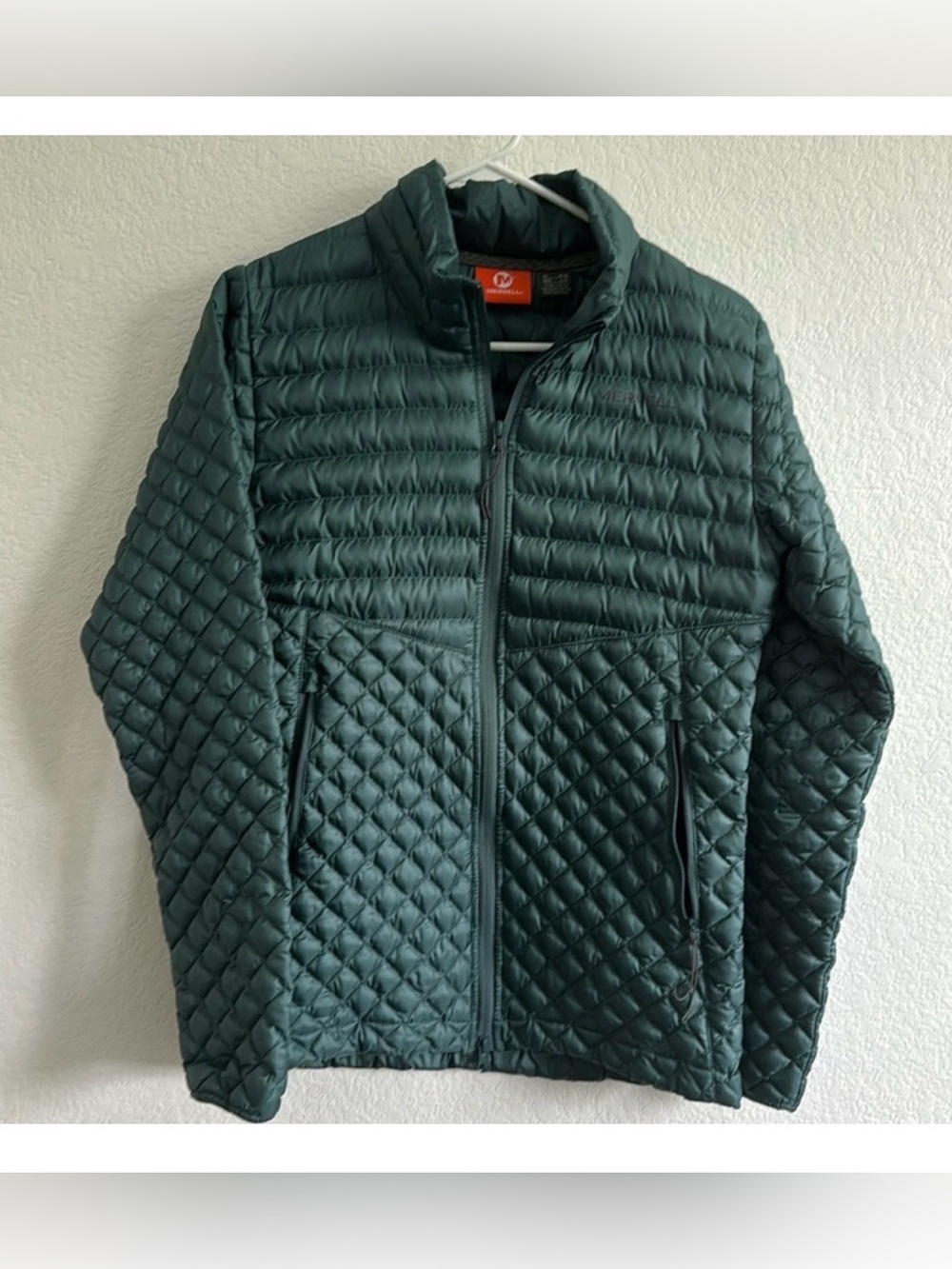 Merrell Women Teal Green Quilted Puffer Jacket Size Medium Full Zip Ligtweight